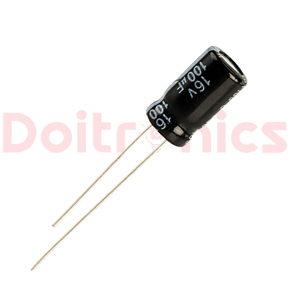 100uF 16V Radial Aluminum Electrolytic Capacitor