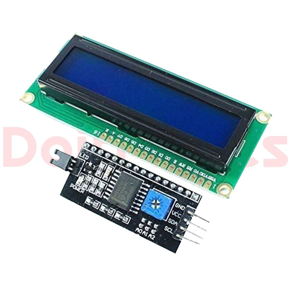 16x2 Alphanumeric LCD Display Module with Pre-Soldered I2C Serial Interface (HD44780 / PCF8574, 5V)