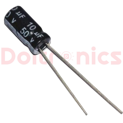 10uF 50V Electrolytic Capacitor – Radial Lead (Through-Hole)