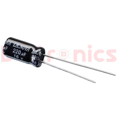 220uF 16V Radial Aluminum Electrolytic Capacitor