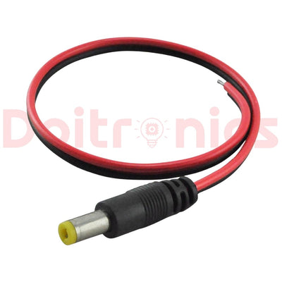 5.5 x 2.1mm Male DC Barrel Power Jack Cable with 9-Inch Pigtail Wire